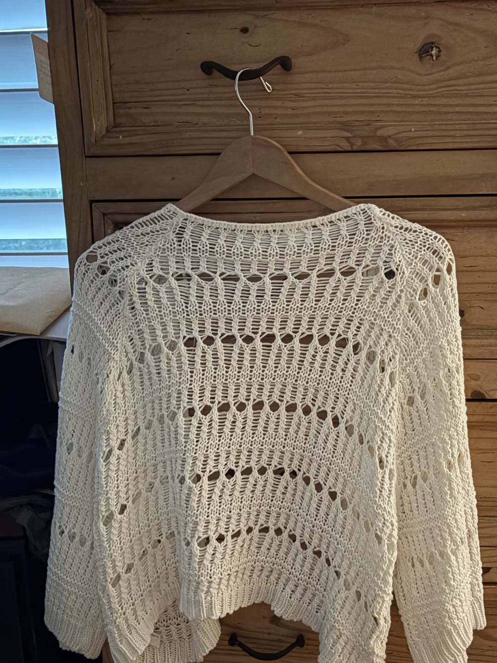 Anthropologie Cream Openwork Knit Cardigan - Picture 2 of 4